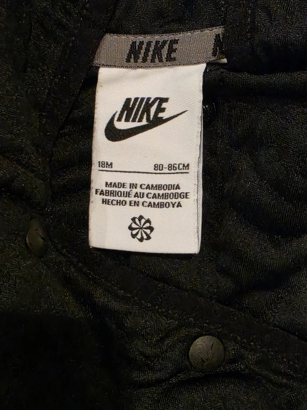 Nike Kids Black Hooded Puffer Pullover with Front Pocket